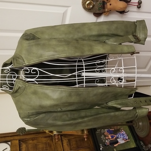 PELLE quality leather green jacket - Picture 14 of 16